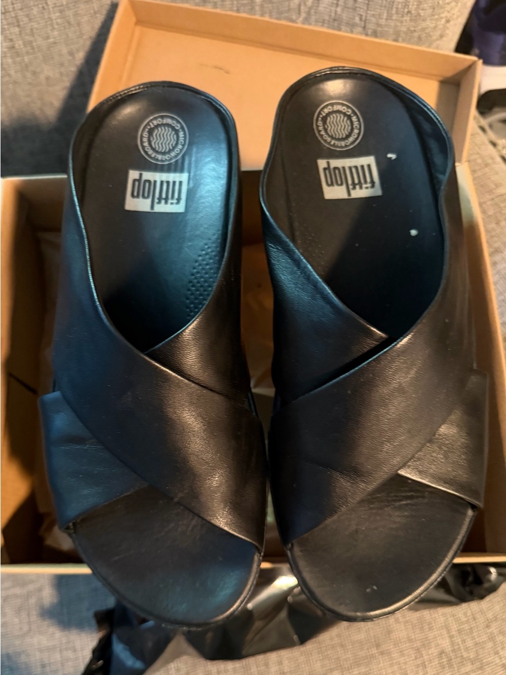 Fitflop Black Leather Crossover Mules